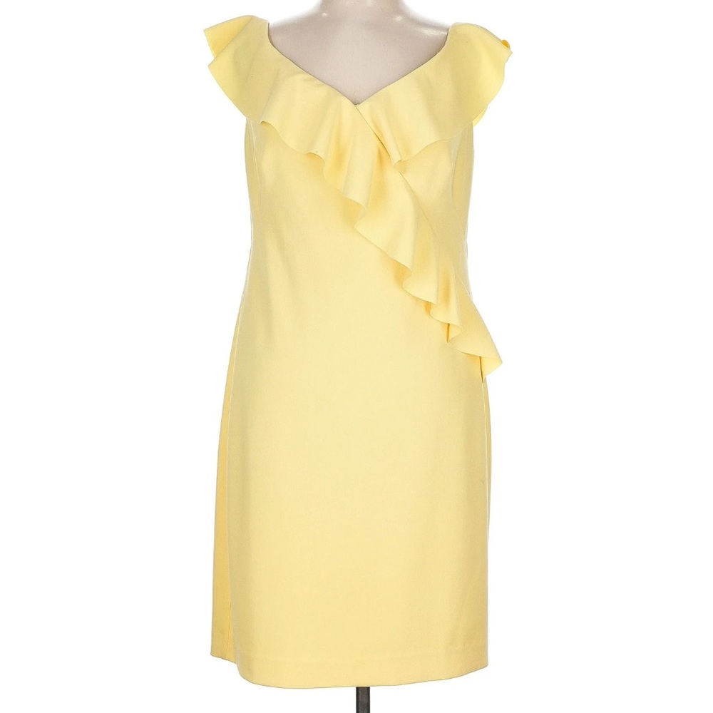 Lauren by Ralph Lauren Short Cocktail Yellow Ruffle Dress Pageant Interview